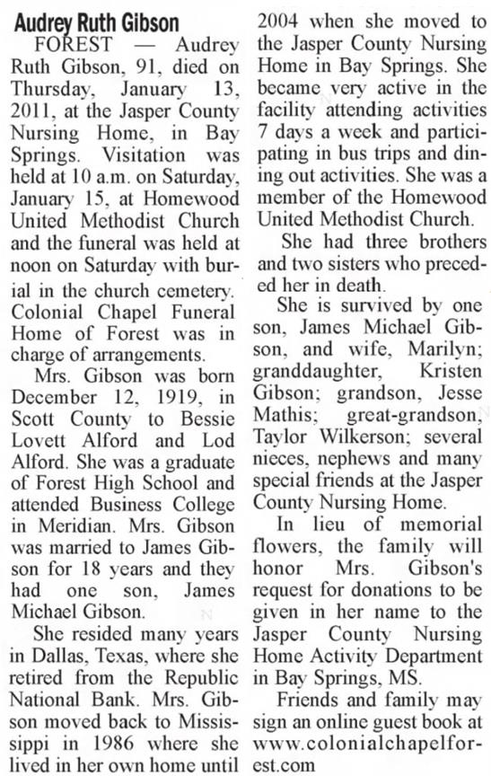 MISSISSIPPI OBITUARIES, AJ